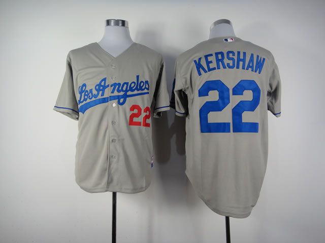 Men Los Angeles Dodgers 22 Kershaw Grey MLB Jerseys